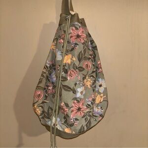 Y2K GAP Floral Drawstring Bag Cottagecore 100% Cotton Sling Bag